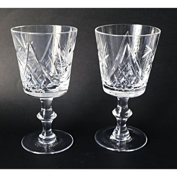 4 Pinwheel Crystal Wine Glasses Stems Goblets Vintage Barware Cocktail Glass - Picture 2 of 4